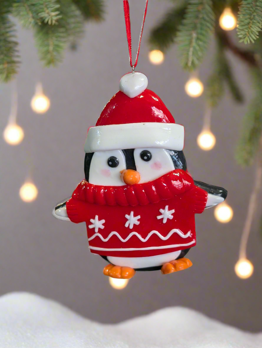Penguin with Sweater Ornament