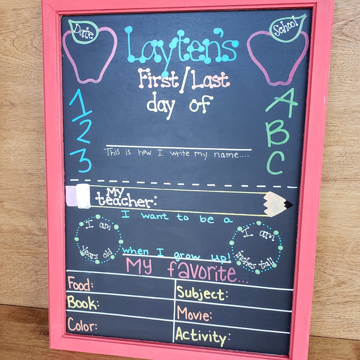First/Last Day of School Chalkboard