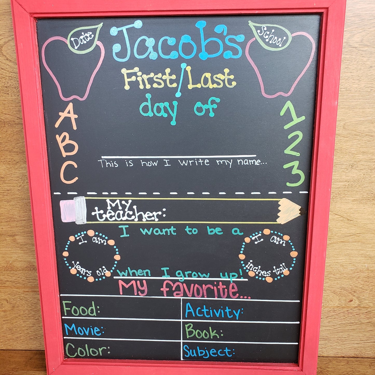 First/Last Day of School Chalkboard