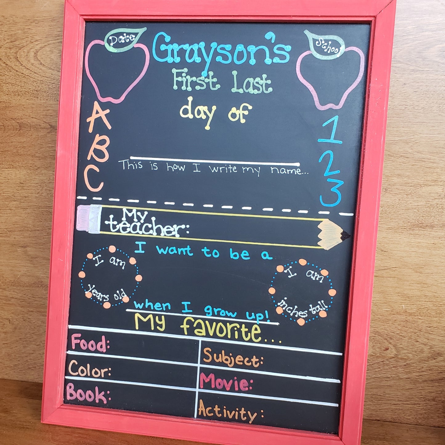First/Last Day of School Chalkboard