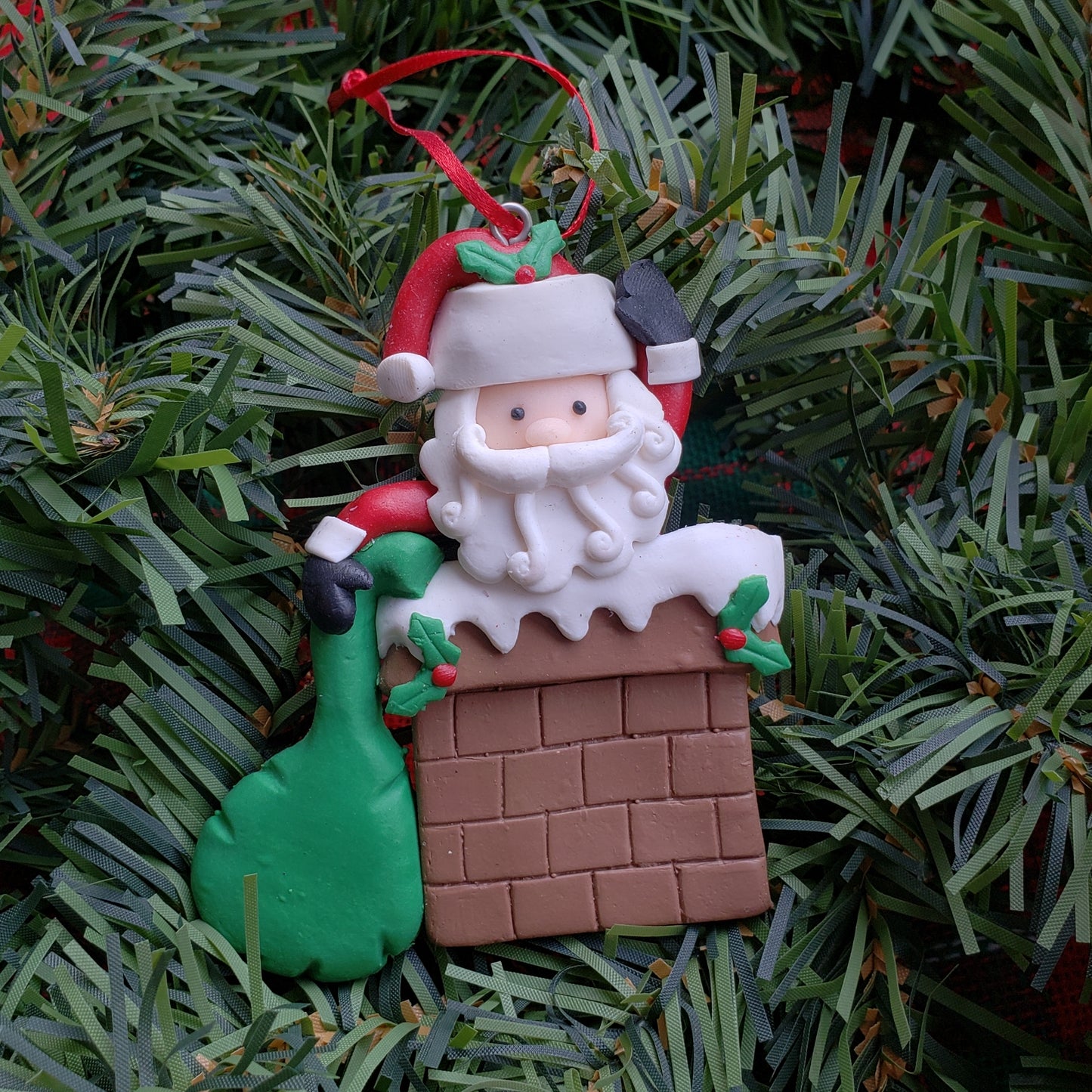 Santa in Chimney Ornament