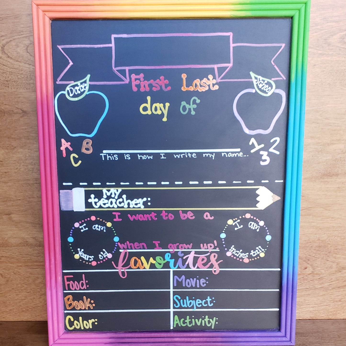 First/Last Day of School Chalkboard