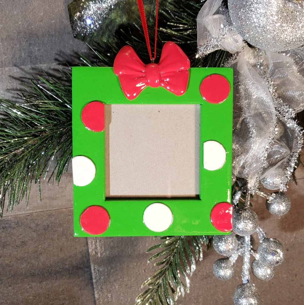 Polka dot Frame Personalized Ornament