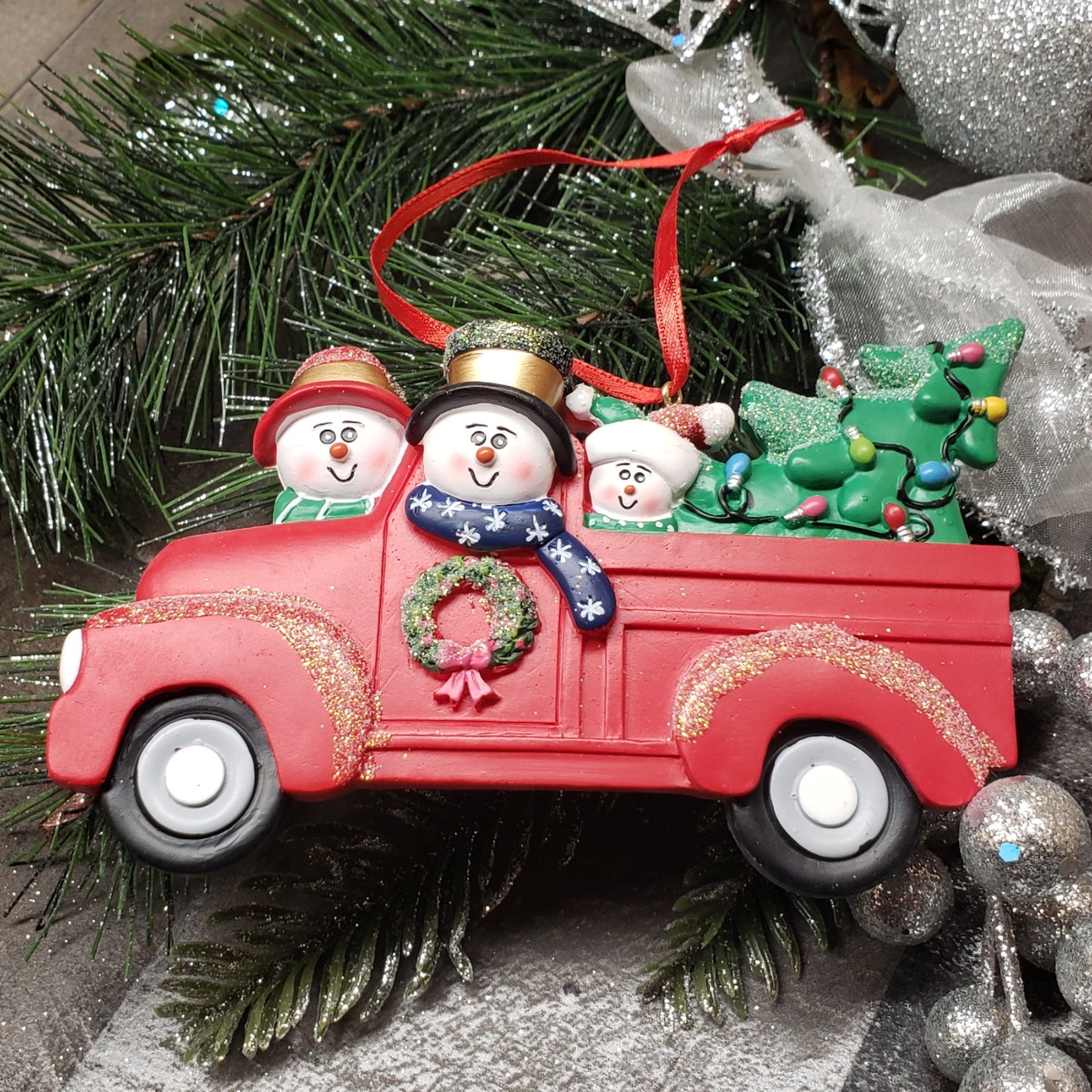 Red Truck Family Ornament