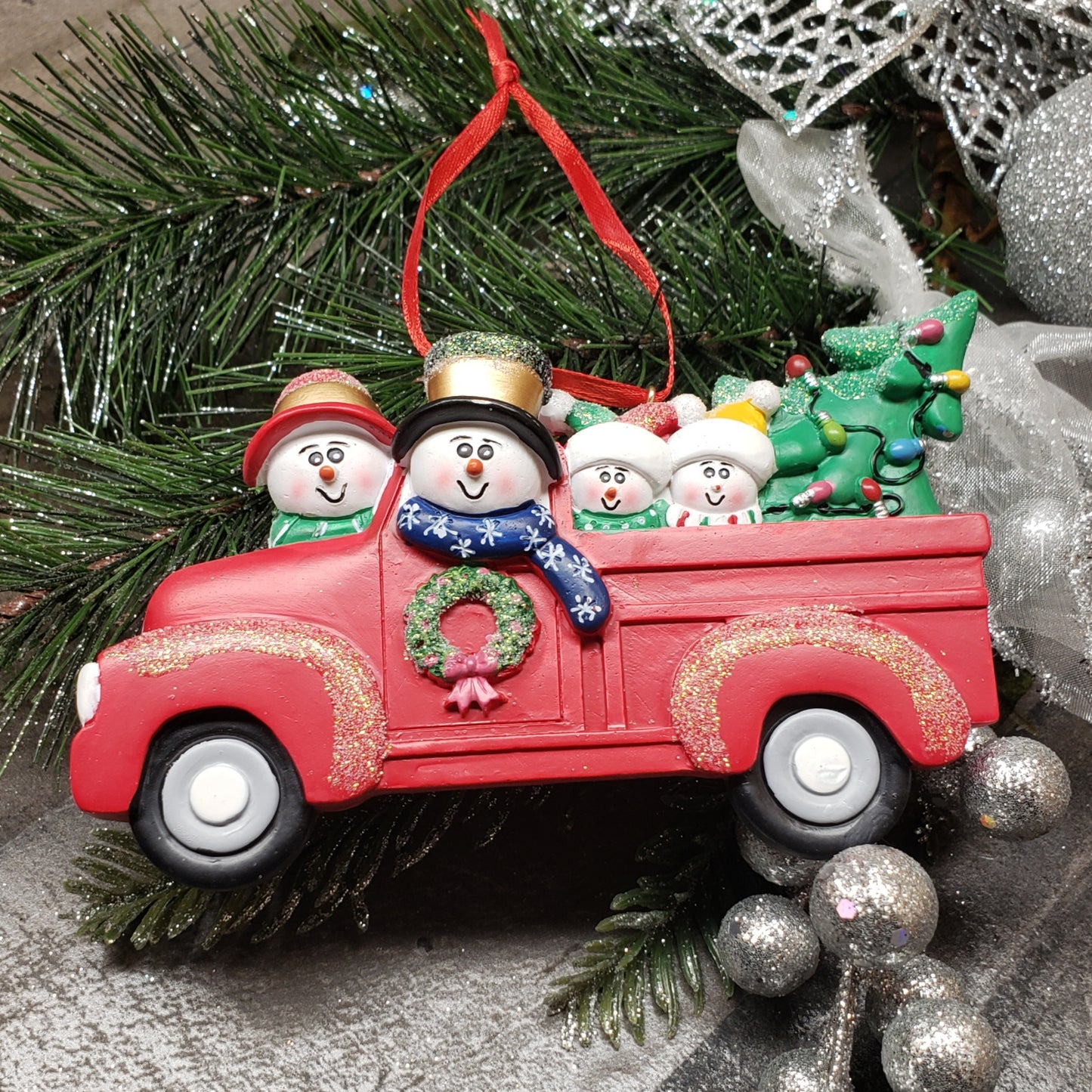 Red Truck Family Ornament