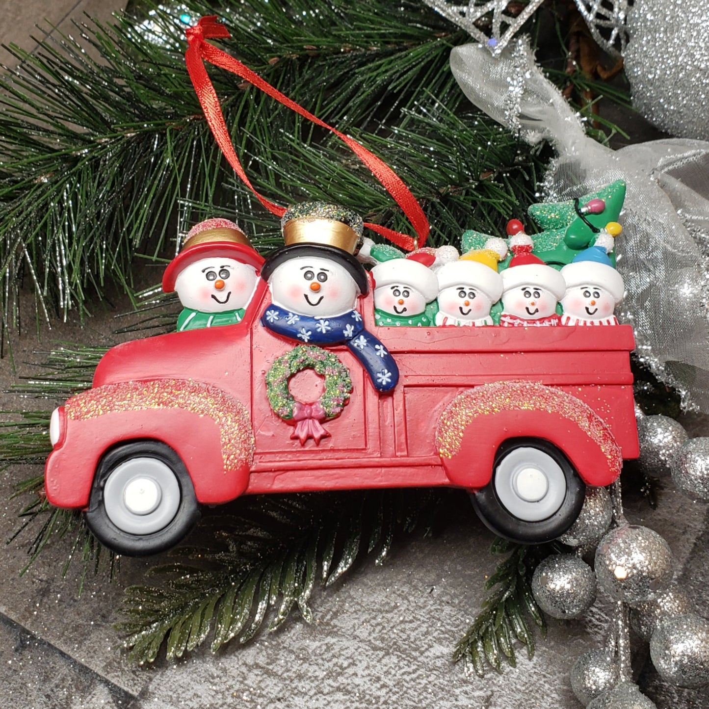 Red Truck Family Ornament