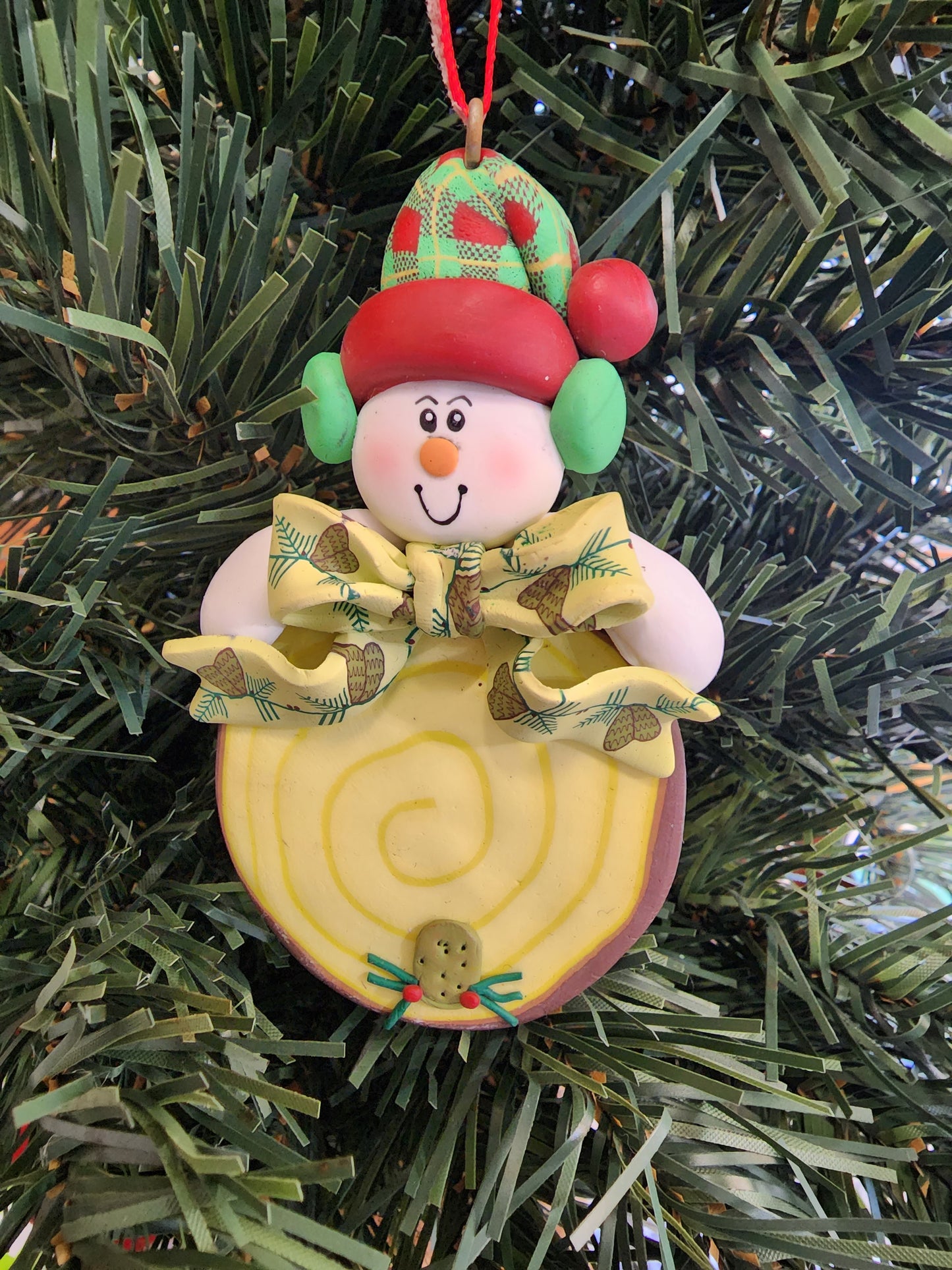 Plaid Hat Snowman Ornament