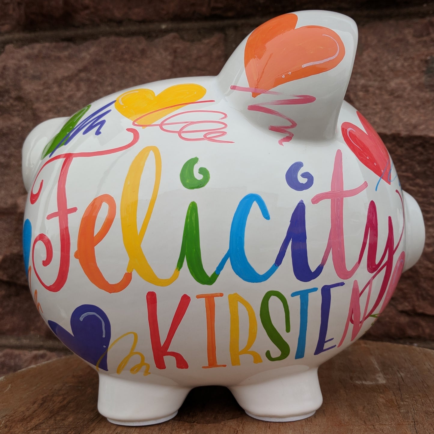 Rainbow Hearts Piggy Bank