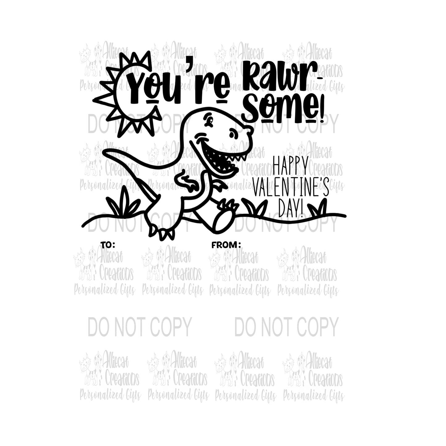 Dinos Color Me Valentine’s Day print and cut DIGITAL FILE