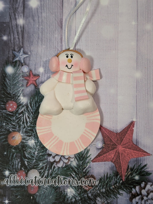 Pink snowman on Candy Ornament