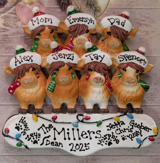 Highland Cow Family Ornament