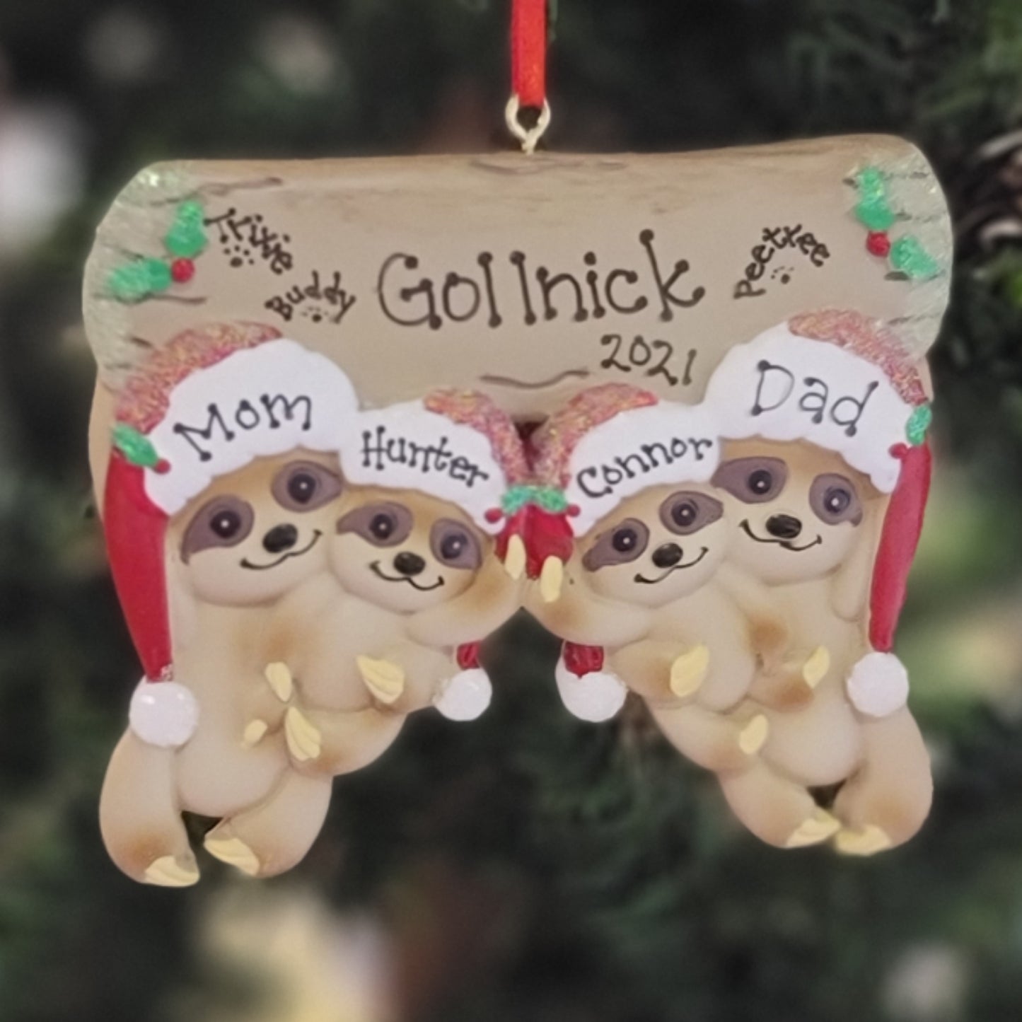 Sloth Family Ornament
