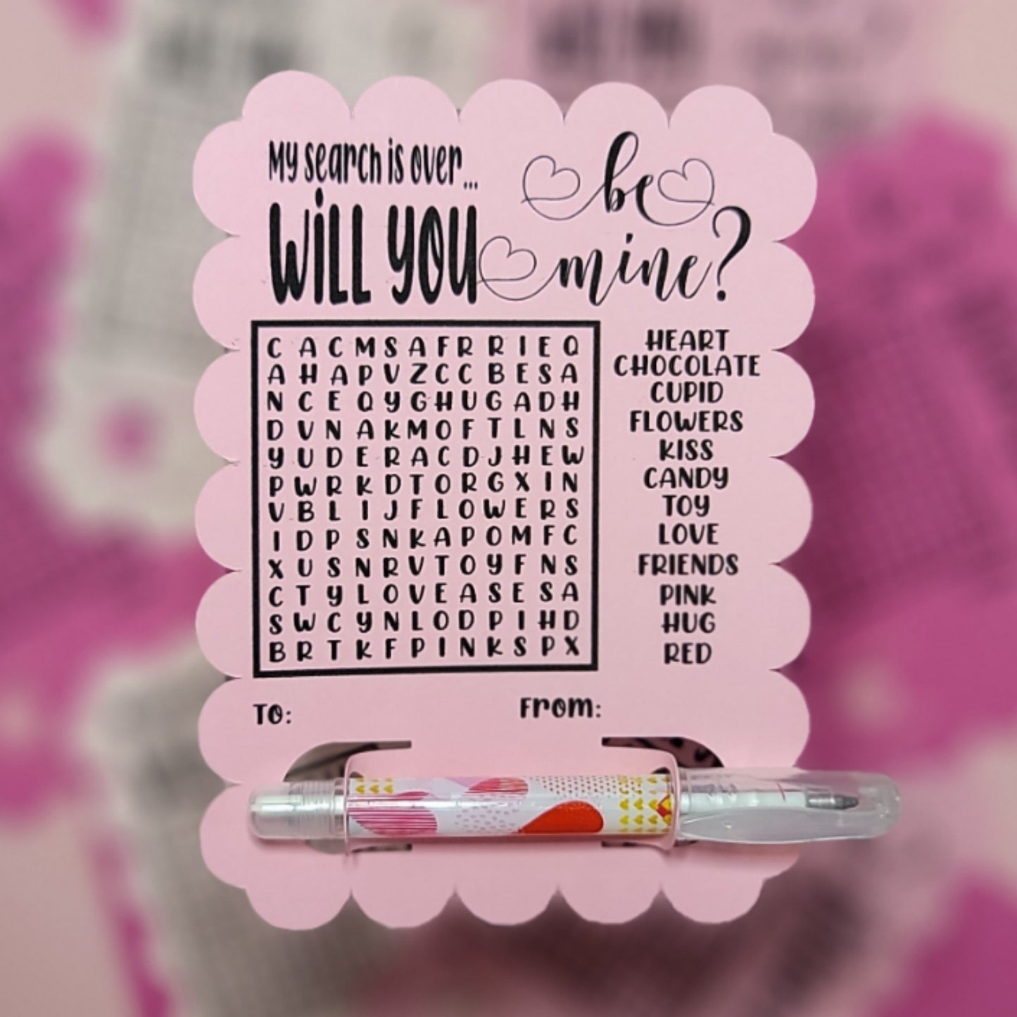 Puzzle Valentine's with pen - 8 Pack
