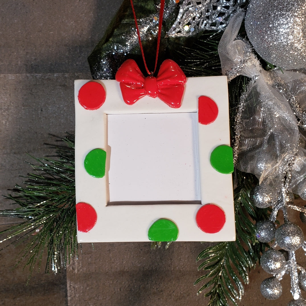 Polka dot Frame Personalized Ornament