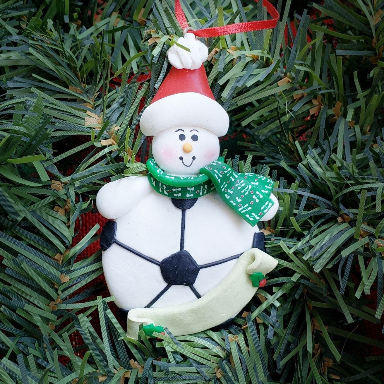 Snowman with Soccer Ball Ornament