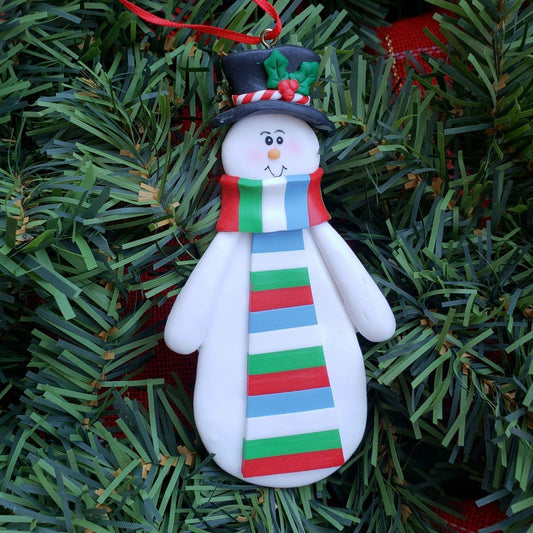 Snowman with Scarf and Tophat Ornament