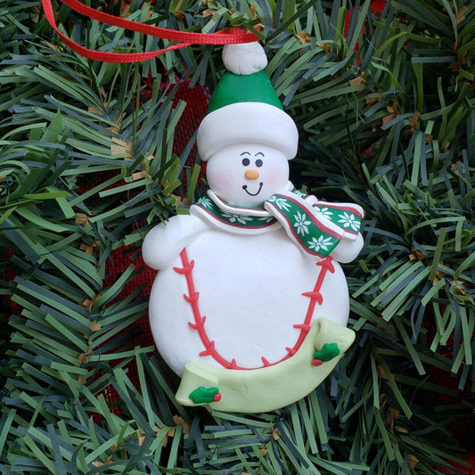 Snowman with Baseball Ornament